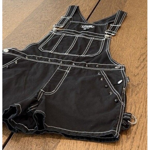 Tripp NYC Daang Goodman Darkstreet Goth Studded Bib Shortalls Women’s Sz S Black - Picture 3 of 14
